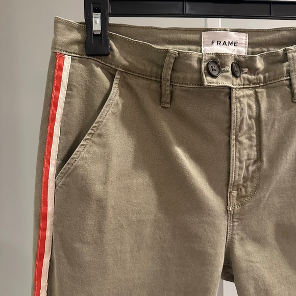 FRAME Olive Side Stripe Trouser Pant Sz 26 NEW $428!! - Picture 3 of 6